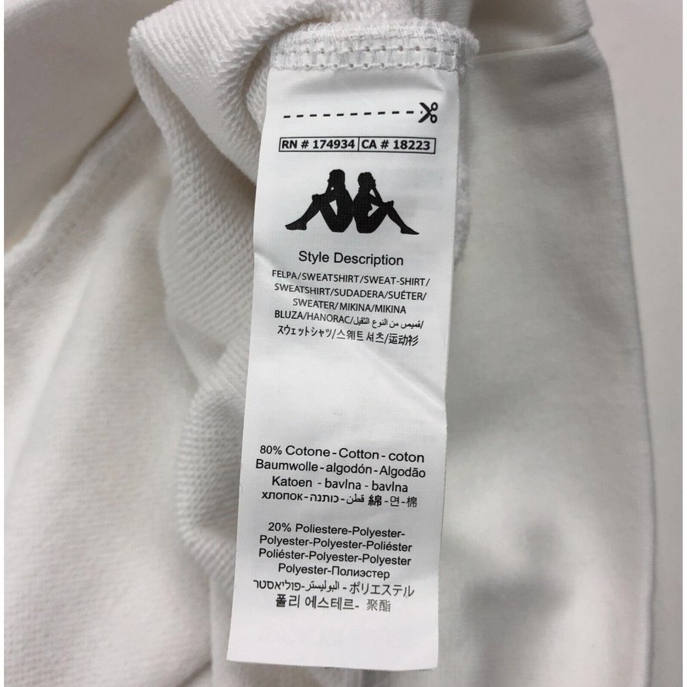 Kappa Logo Tape Apet 2 Mens XL White Regular Fit Pullover Hoodie Sweatshirt - Picture 9 of 12